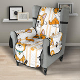 Cute dog corgi striped background pattern Chair Cover Protector