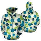 Blueberry Flower Pattern Zip Up Hoodie