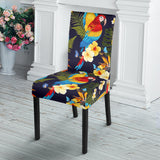 Colorful Parrot Flower Pattern Dining Chair Slipcover