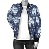 Elephant Tribal Design Pattern Women'S Bomber Jacket