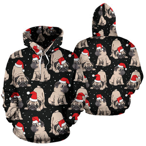 Christmas Pugs Santa_S Red Cap Pattern Men Women Pullover Hoodie