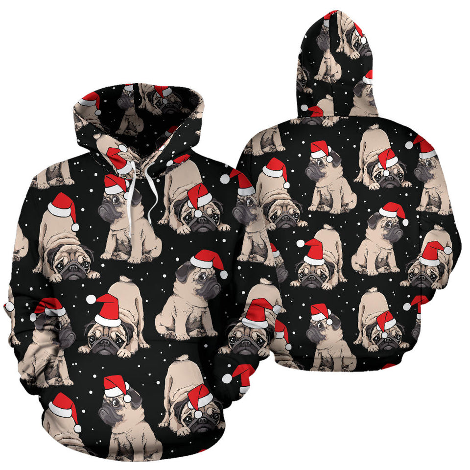 Christmas Pugs Santa_S Red Cap Pattern Men Women Pullover Hoodie