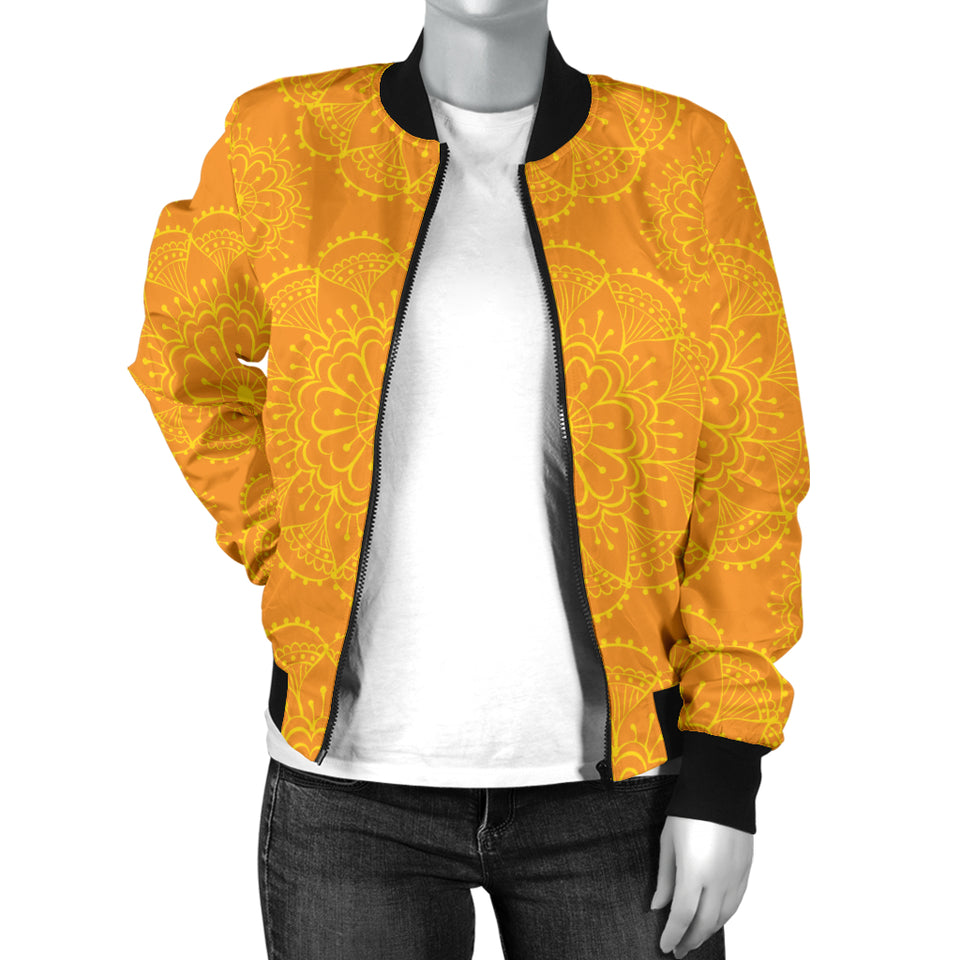 Orange Traditional Indian Elewomen'St Pattern Women'S Bomber Jacket