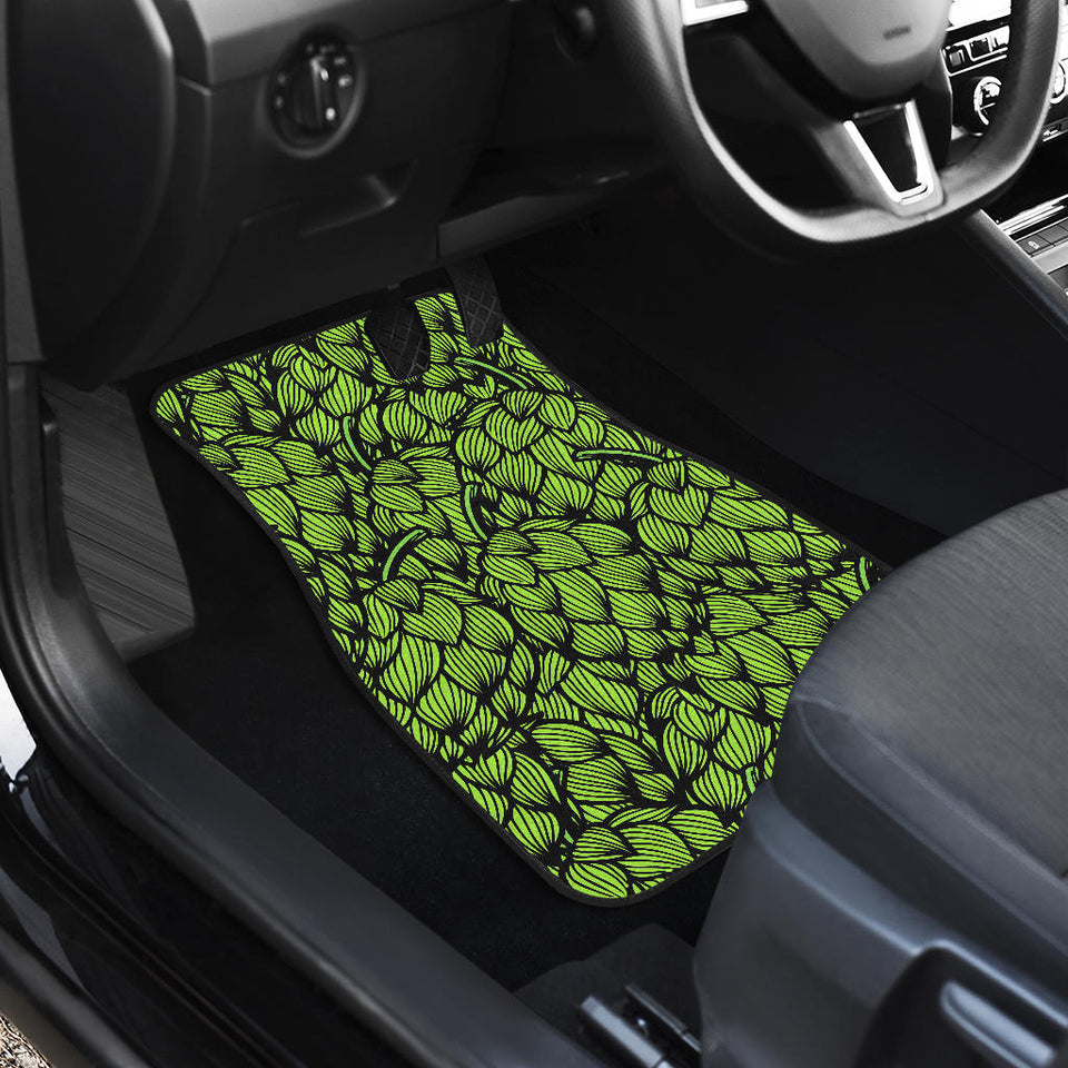 Green Hop Pattern Front And Back Car Mats