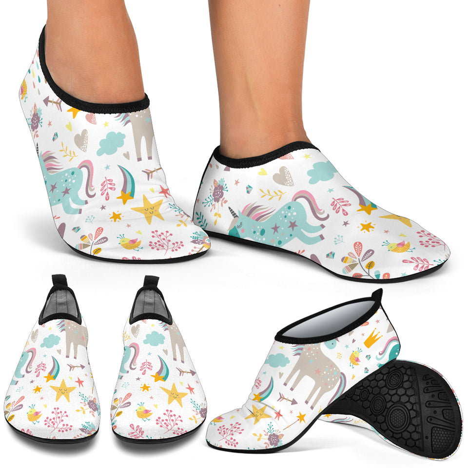 Colorful Unicorn Pattern Aqua Shoes