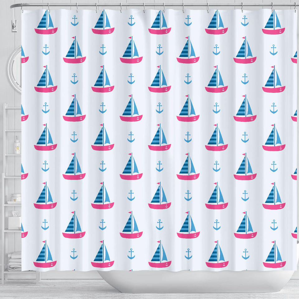 Sailboat Anchor Pattern Shower Curtain Fulfilled In US