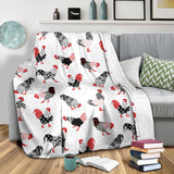Cool Rooster Chicken Cock Floral Ornament Background Premium Blanket