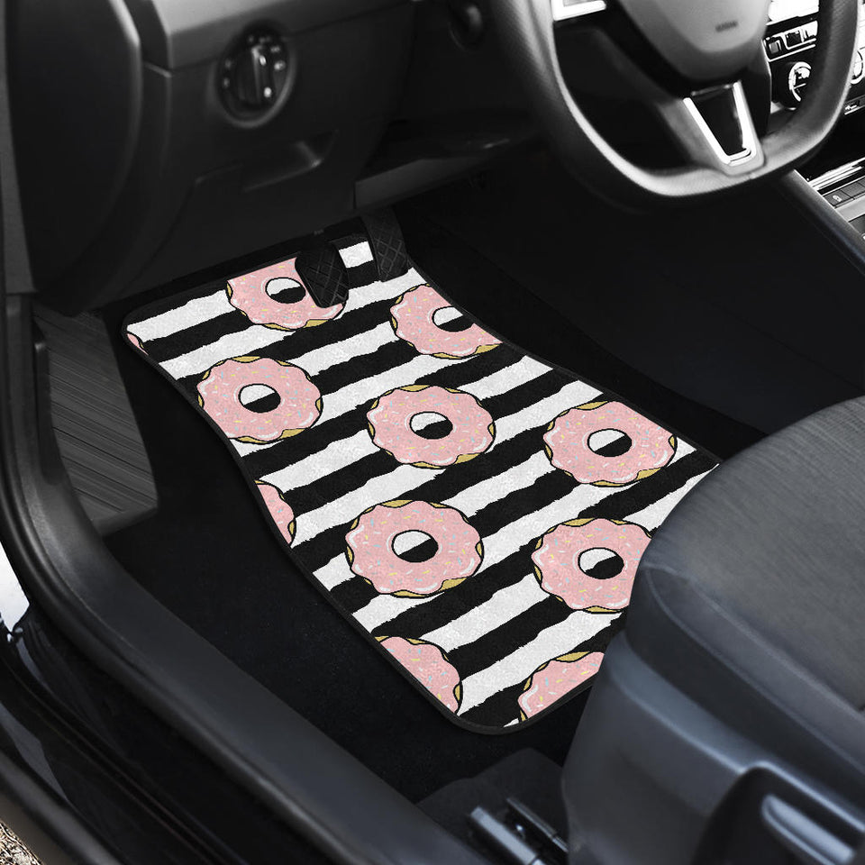 Donuts Pink Icing Striped Pattern Front And Back Car Mats
