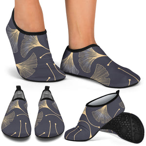 Gold Ginkgo Leaves Aqua Shoes