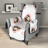 Cute pugs pink heart paw pattern Chair Cover Protector