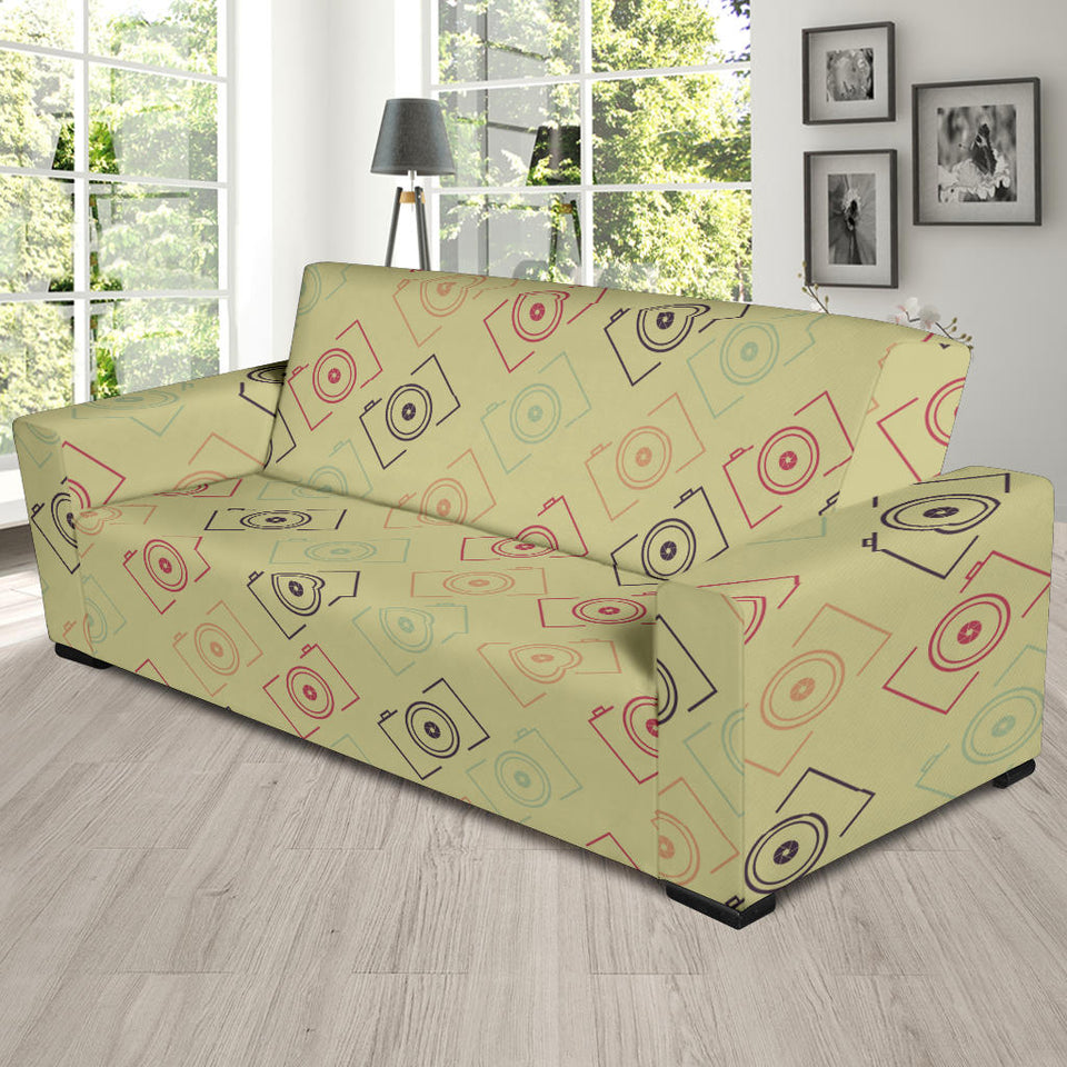 Camera Pattern Print Design 01 Sofa Slipcover