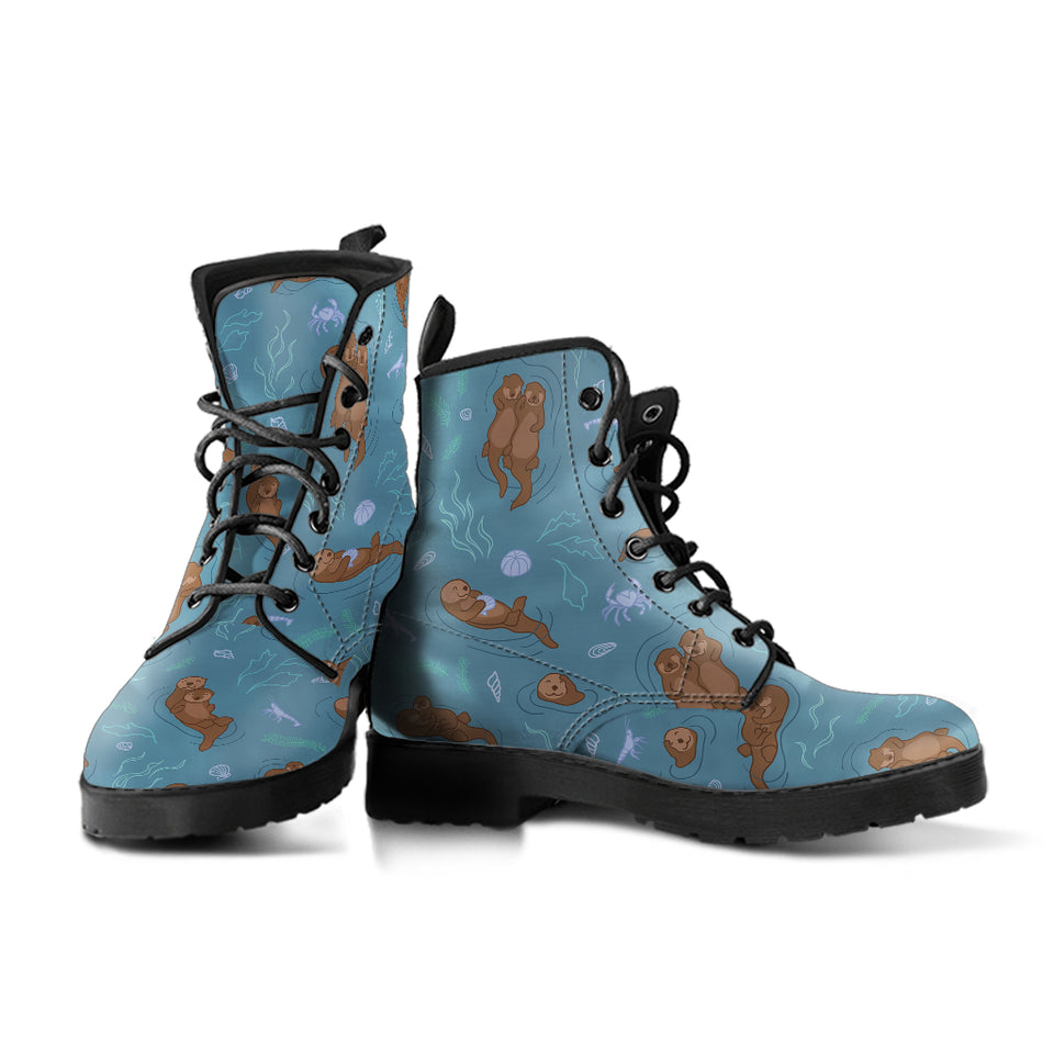 Sea Otters Pattern Leather Boots