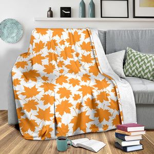 Orange Maple Leaf Pattern Premium Blanket