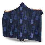 Blue Theme Guitar Pattern Hooded Blanket