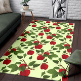 Red Apples Leaves Pattern Area Rug