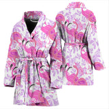 Pink Flamingo Flower Pattern Women'S Bathrobe