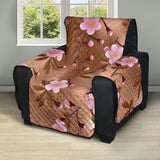 Pink sakura cherry blossom drak brown background Recliner Cover Protector