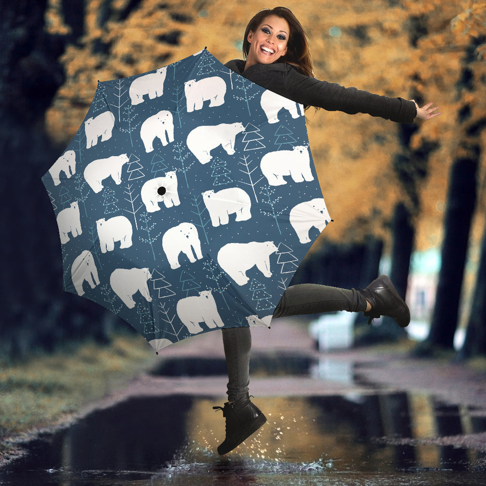 Polar Bear Mother Her Child Pattern Umbrella