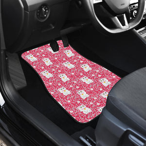 Maneki Neko Lucky Cat Sakura Pink Background Front Car Mats