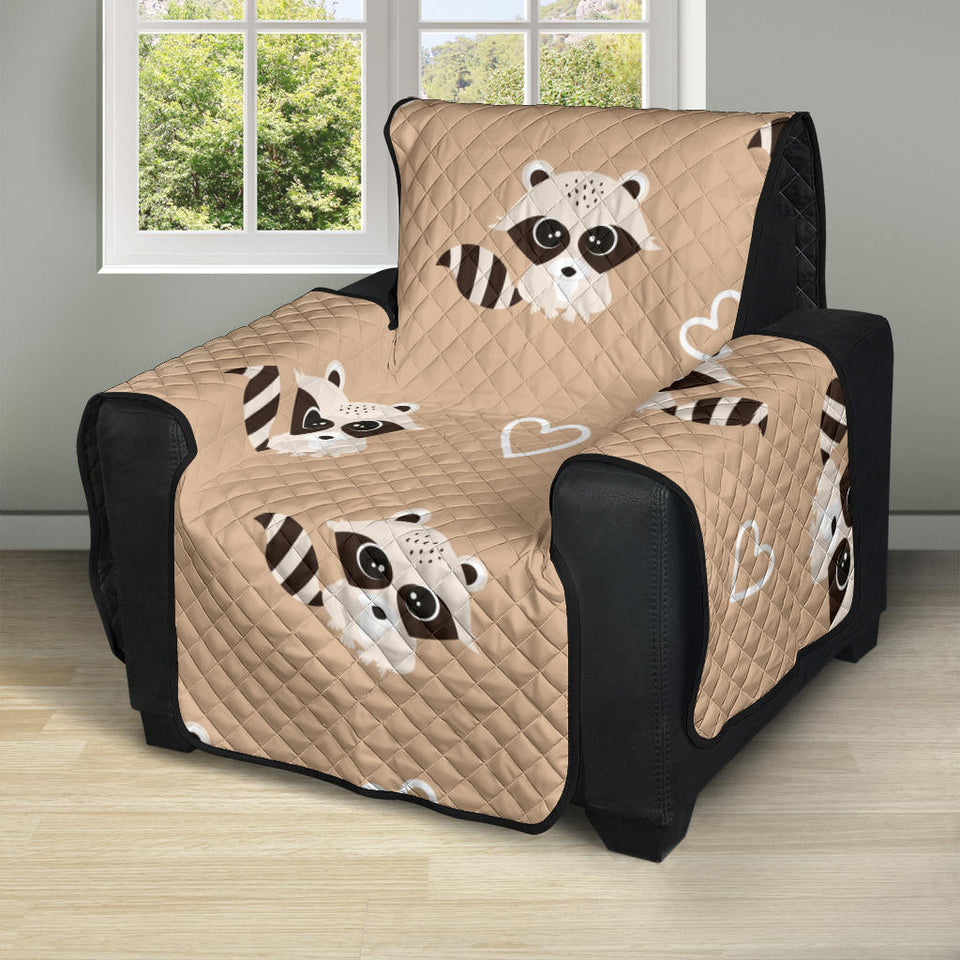 Cute raccoon heart pattern Recliner Cover Protector