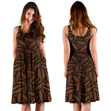 Coffee Bean Pattern Sleeveless Midi Dress