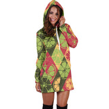 Cool Geometric Lime Pattern Women'S Hoodie Dress