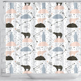 Polar Bears Star Poka Dot Pattern Shower Curtain Fulfilled In US