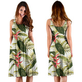 Heliconia Pattern Sleeveless Midi Dress