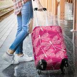 Beautiful Dragonfly Pink Background Luggage Covers
