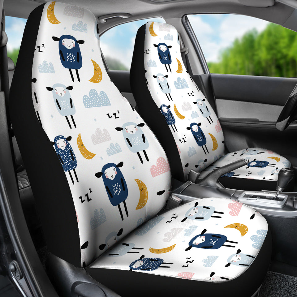 Cute Sleeping Sheep Moon Cloud Pattern  Universal Fit Car Seat Covers