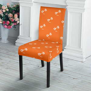 Engine Piston Orange Background Pattern Print Design 05 Dining Chair Slipcover