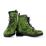 Green Hop Pattern Leather Boots
