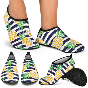 Pineapples Pattern Striped Background Aqua Shoes