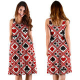 Casino Cards Suits Pattern Print Design 03 Sleeveless Midi Dress