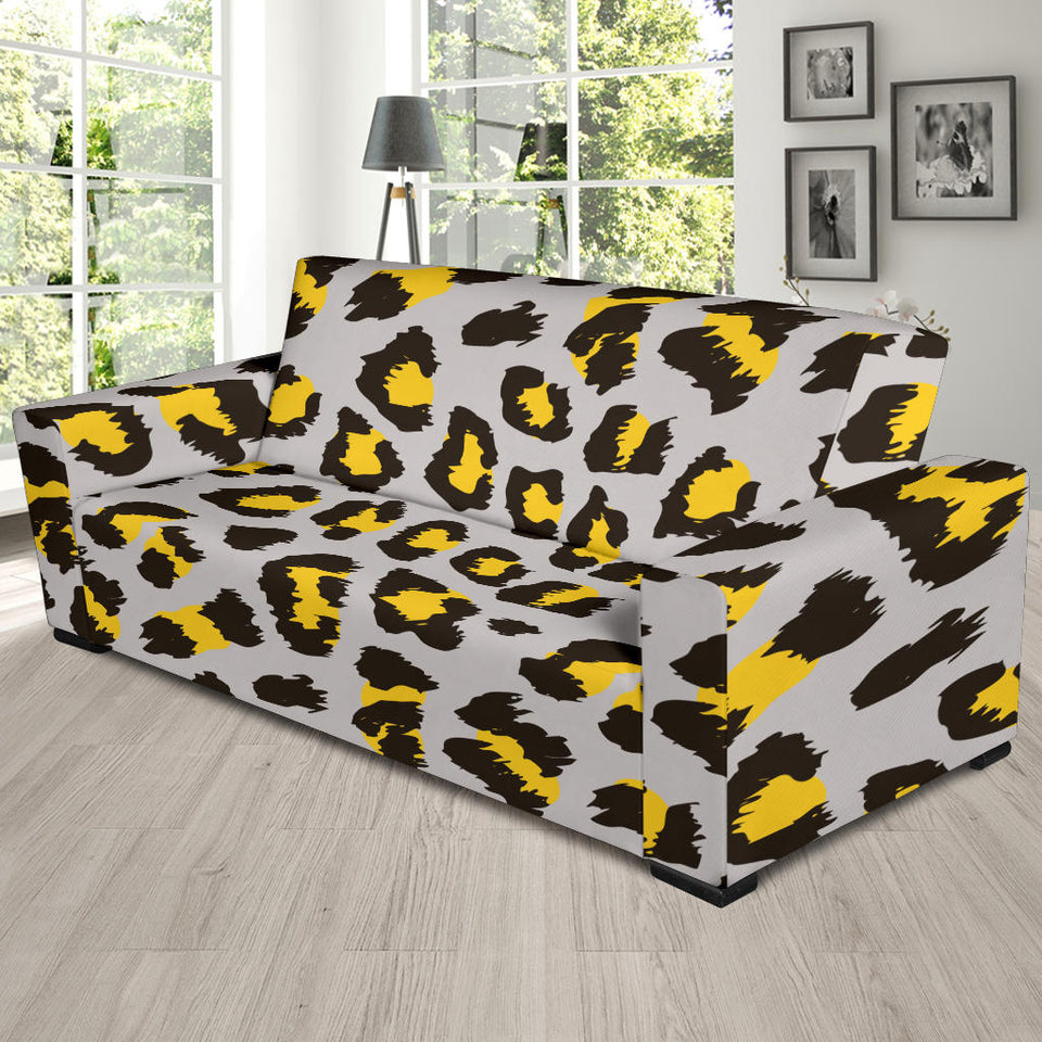 Gray Leopard Print Pattern Sofa Slipcover