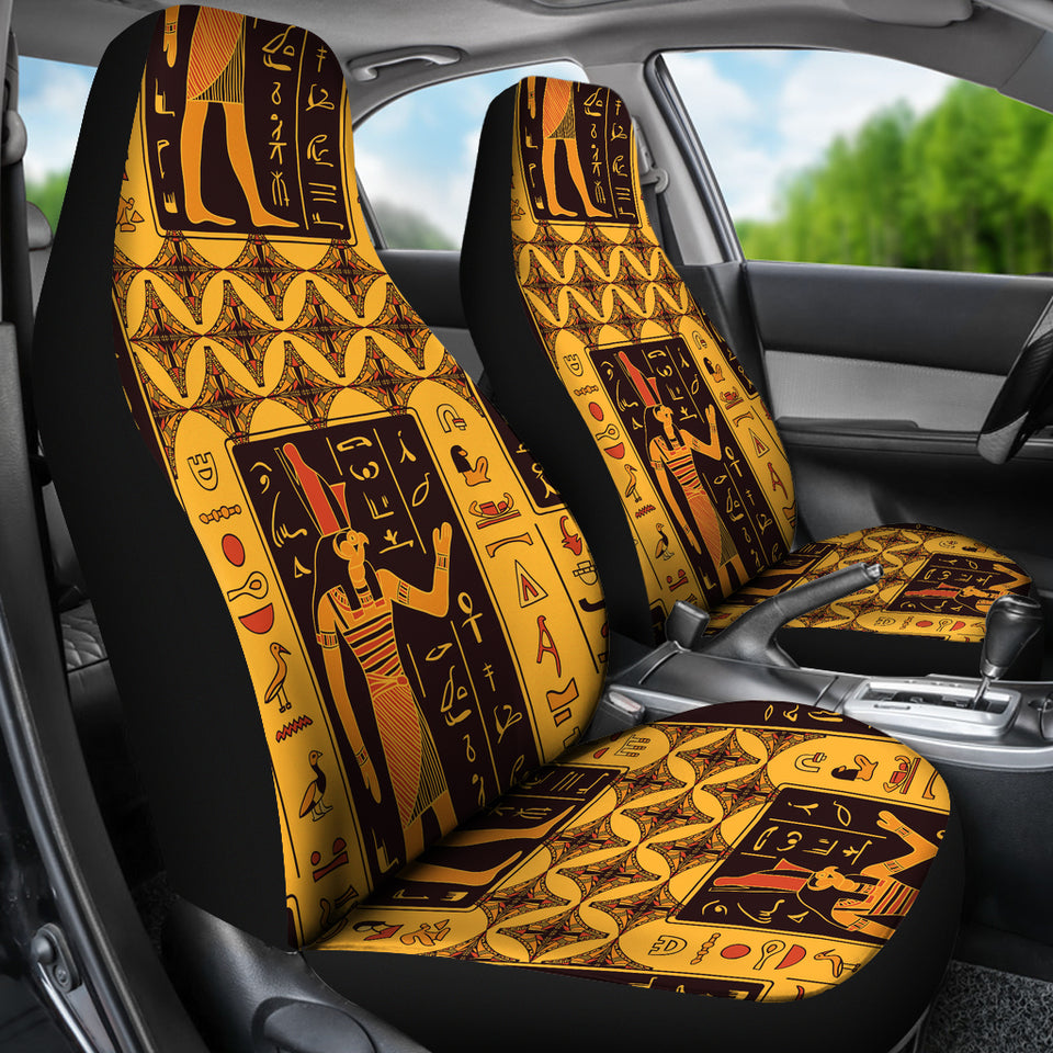 Egypt Hieroglyphics Pattern Print Design 05 Universal Fit Car Seat Covers