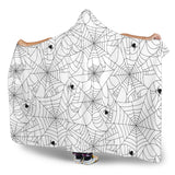 Spider Web Cobweb Pattern White Background Hooded Blanket