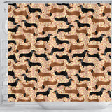 Dachshund Floral Background Shower Curtain Fulfilled In US