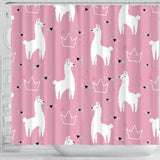 Llama Alpaca Pink Background Shower Curtain Fulfilled In US