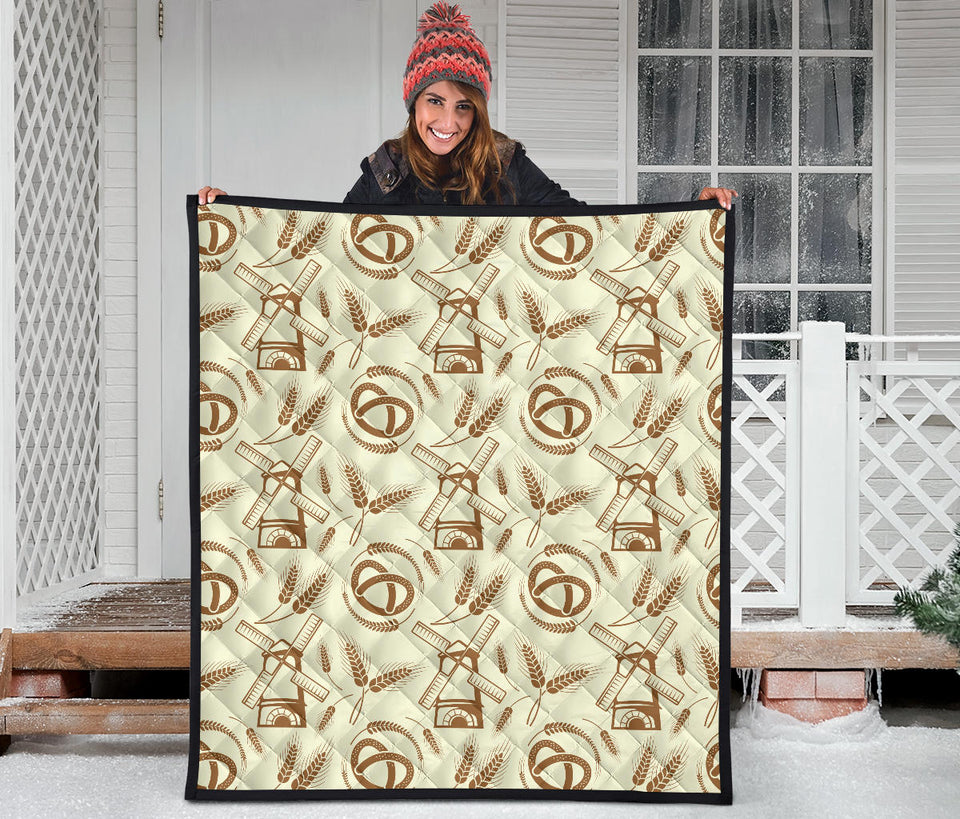 Windmill Wheat Pattern Premium Quilt