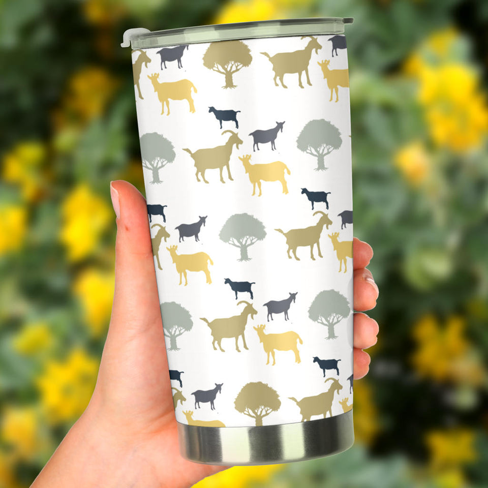 Silhouettes Of Goat And Tree Pattern Tumbler