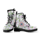 Beautiful Pink Lotus Waterlily Leaves Pattern Leather Boots