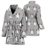 Bull Terrier Pattern Print Design 05 Women's Bathrobe