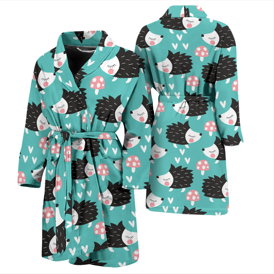 Hedgehog Pattern Print Design 03 Men's Bathrobe