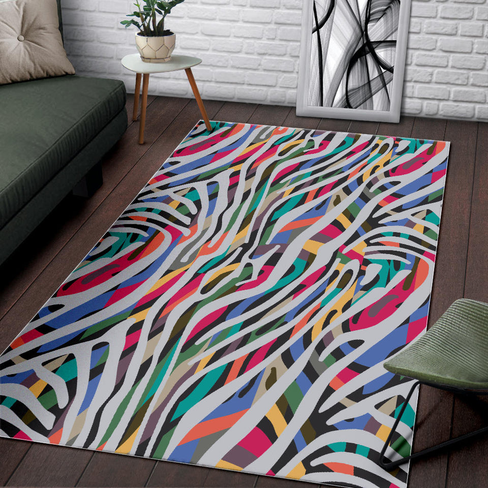 Colorful Zebra Skin Pattern Area Rug