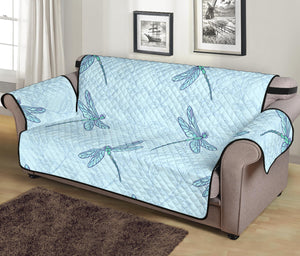 Dragonfly pattern blue background Sofa Cover Protector