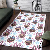 Cute Pug Hat Rabbit Costume Pattern Area Rug