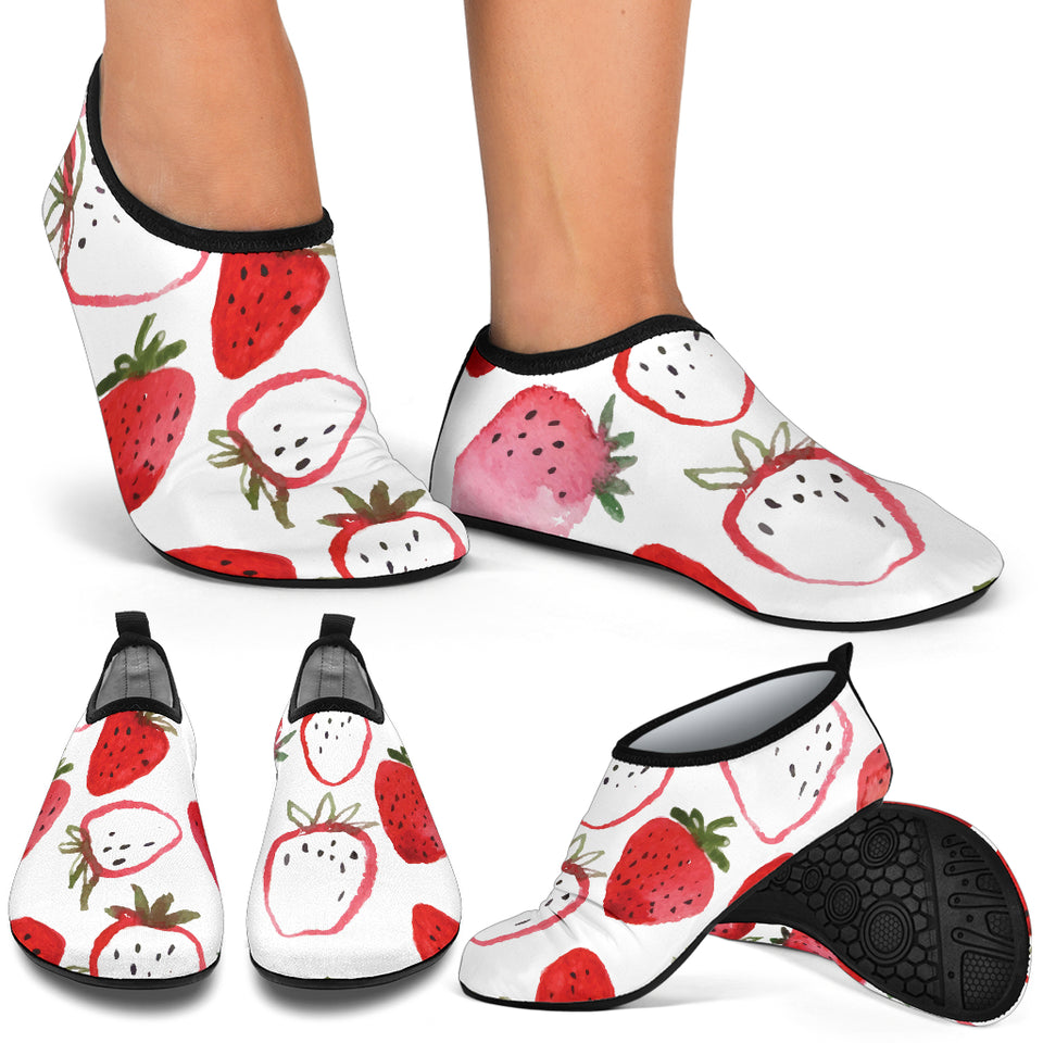 Watercolor Hand Drawn Beautiful Strawberry Pattern Aqua Shoes