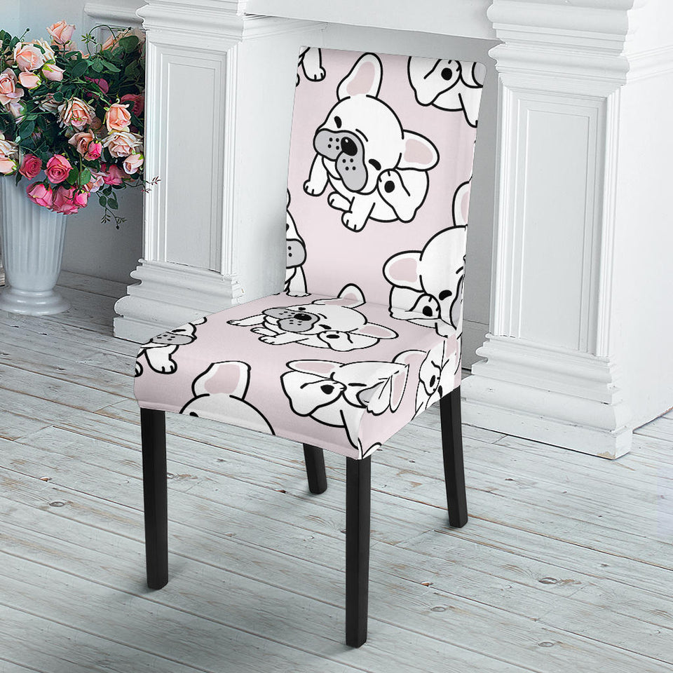 Cute French Bulldog Pattern Dining Chair Slipcover