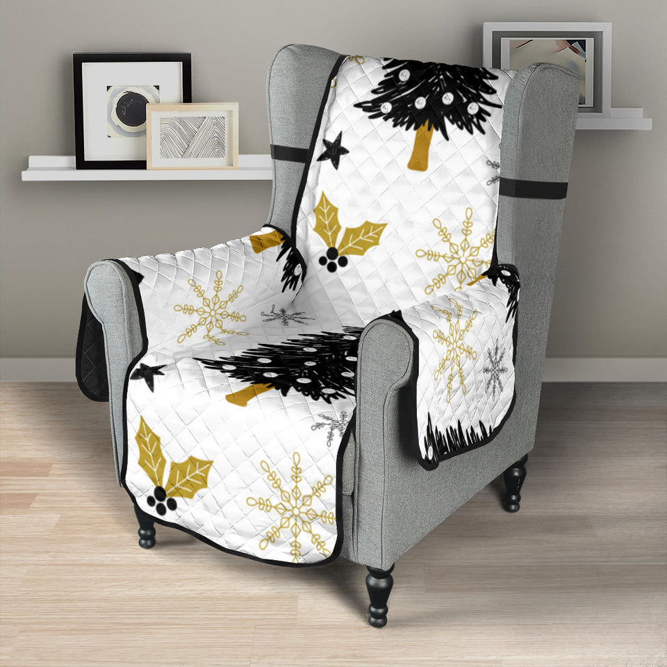 Christmas tree holly snow star pattern Chair Cover Protector